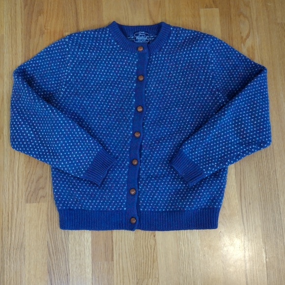 Vintage Woolrich Chunky Sweater Women's Size Large Wool Purple Hearts Preppy - Picture 3 of 7